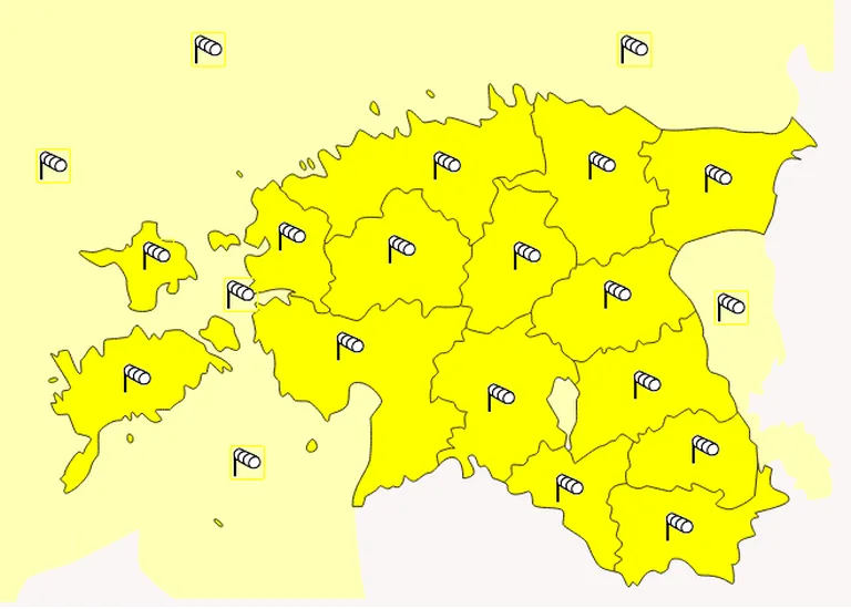 Ilmateenistus andis tugeva tuule pärast kogu Eestile esimese taseme hoiatuse.