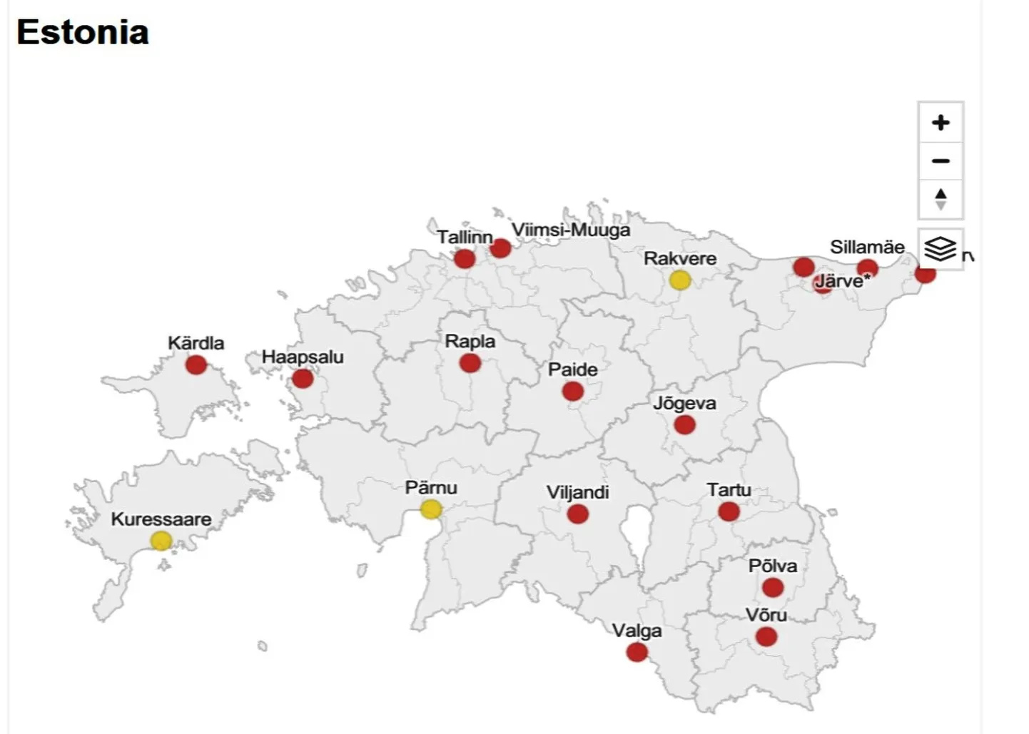 Kõik punased mummud viitavad viiruse laiemale levikule ehk sellele, et neis kohtades on reovees leitud enam kui 2000 viirust ühes milliliitris.