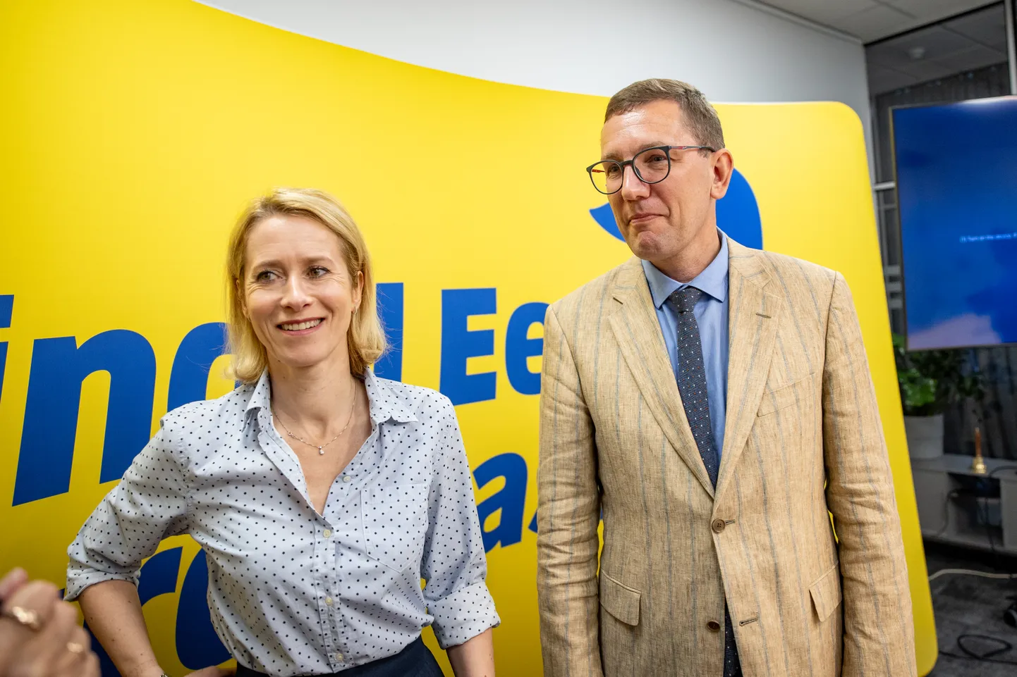 Kaja Kallas ja Kristen Michal pärast Reformierakonna juhatuse koosolekut, millel kinnitati peaministrikandidaat.