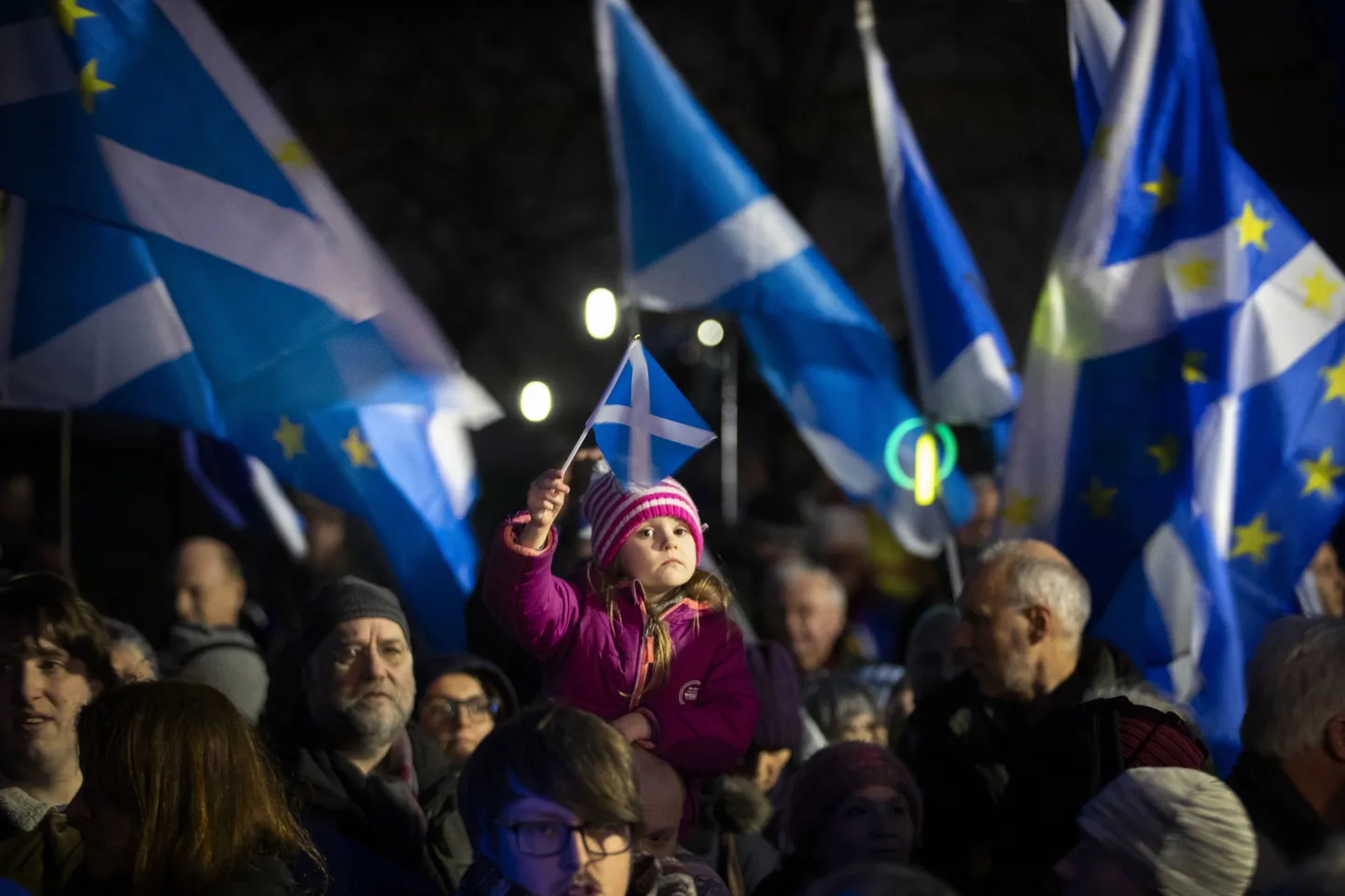 Euroopa Liidu liikmesust toetav meeleavaldus Šoti parlamendi ees 2020. aasta jaanuaris.