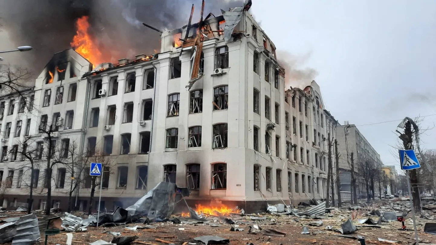 Харьков, пострадавший от бомбежки войсками РФ. 2022