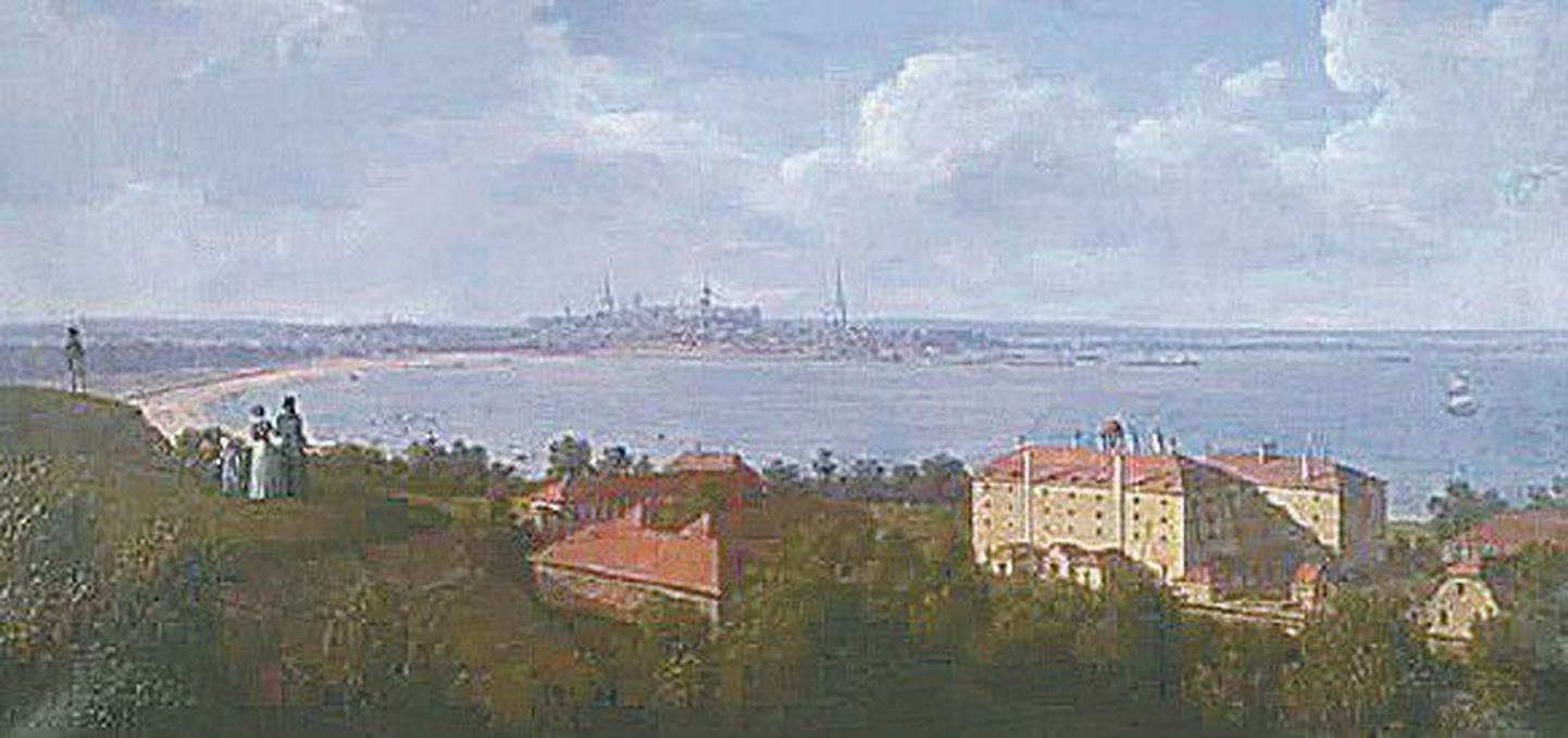 Пейзаж Карла Фердинанда фон Кюгельгена «Вид на Таллинн с Марьямяэ около сахарной фабрики» (1827-1831).