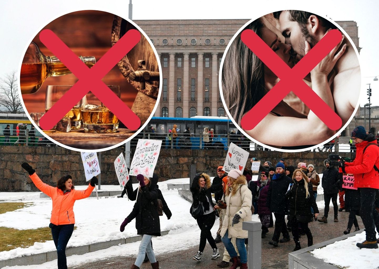 Демонстрация против новых ограничений в Финляндии, вызванных коронавирусом.