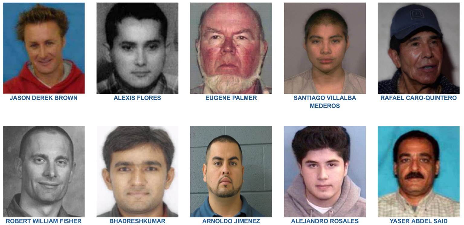FBI kümme kõige tagaotsitumat kurjategijat.