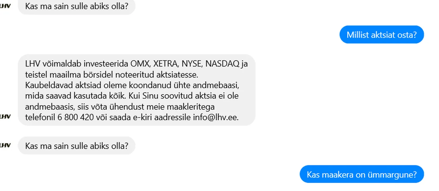 Vestlus LHV robotiga