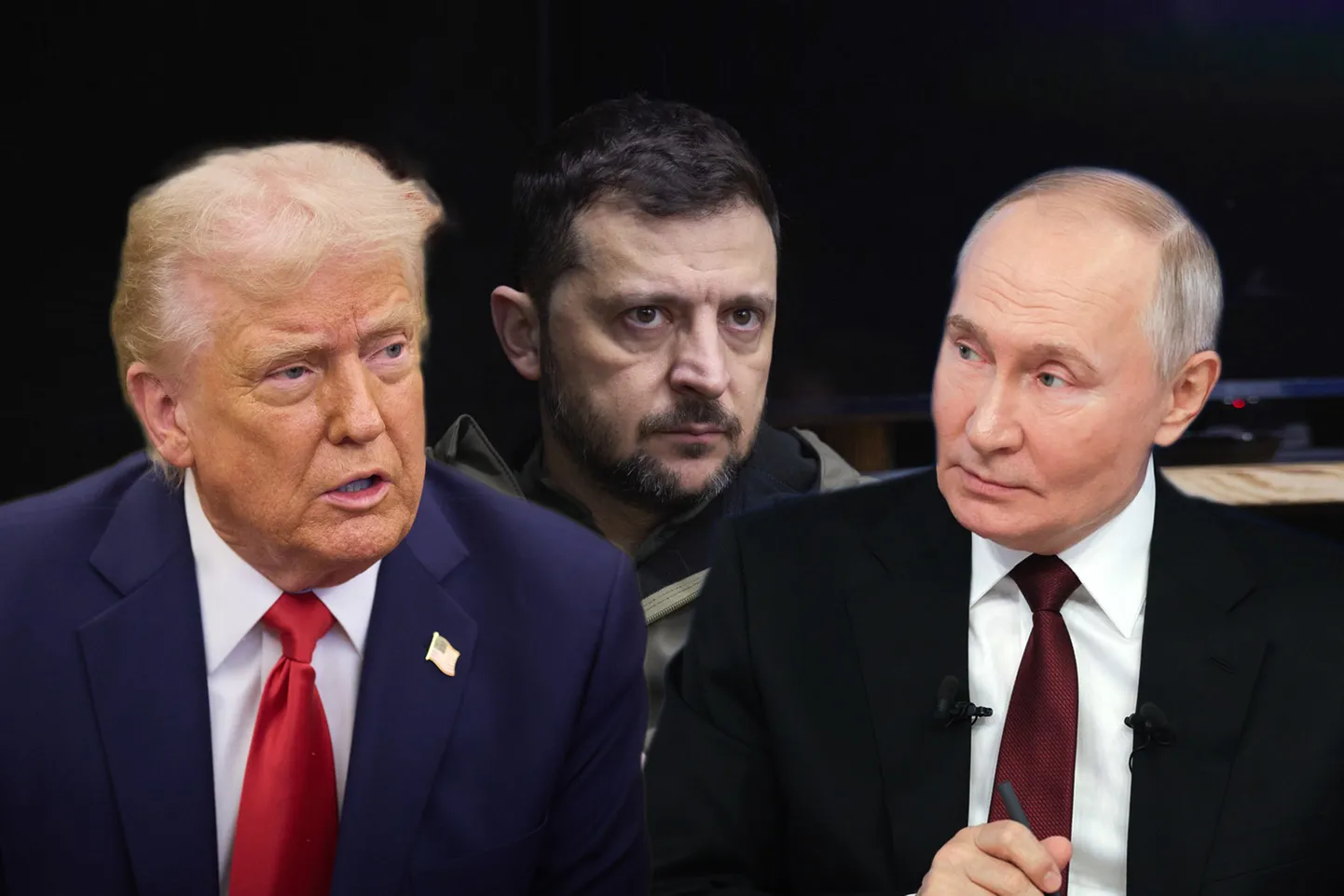 Дональд Трамп, Владимир Путин и Владимир Зеленский.
