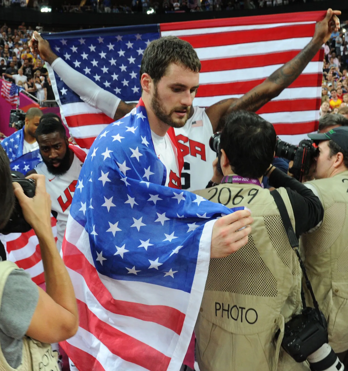 Kevin Love pärast võidukat Londoni olümpiafinaali.