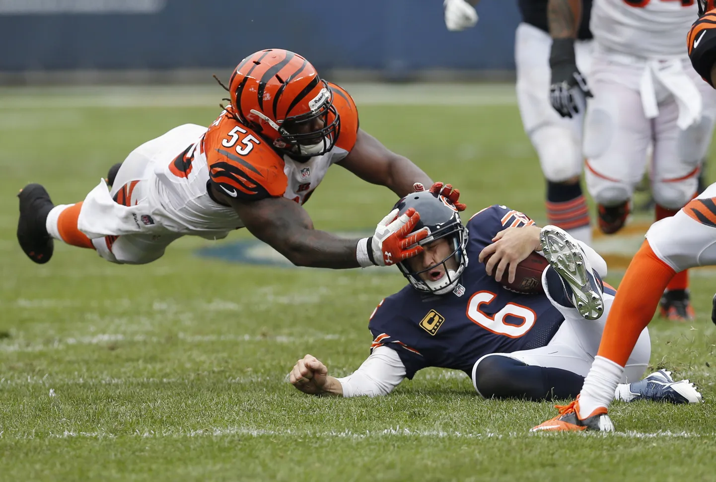 Vontaze Burfict ahistamas Chicago Bearsi mänguhuhti Jay Cutlerit.
