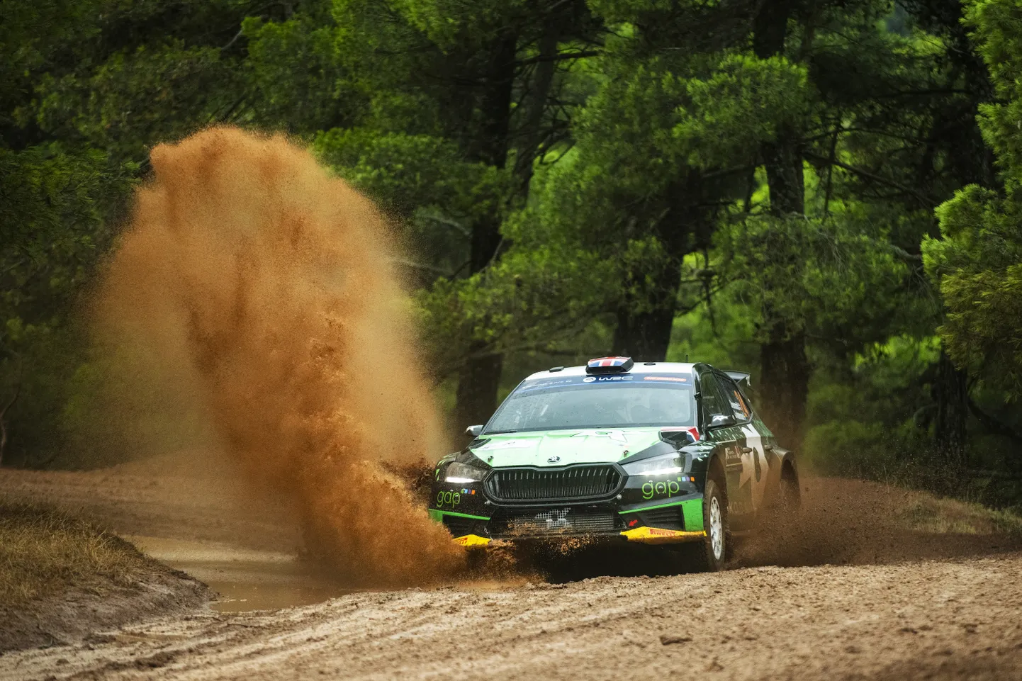 Gus Greensmith 2023. aastal Škodaga Soome MM-rallil.