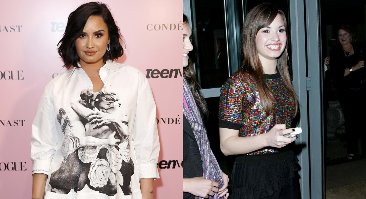 Demi Lovato aastal 2019 (vasakul) ja 2008 (paremal). Elu24 kollaž.