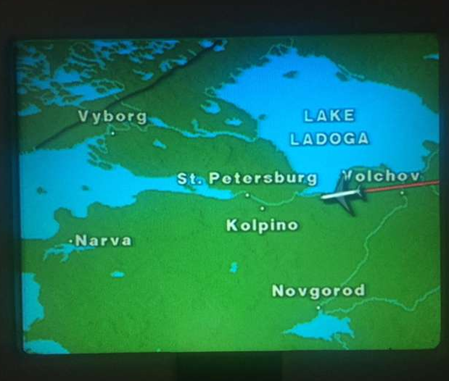 Карта, показанная в самолете Swiss International Air.