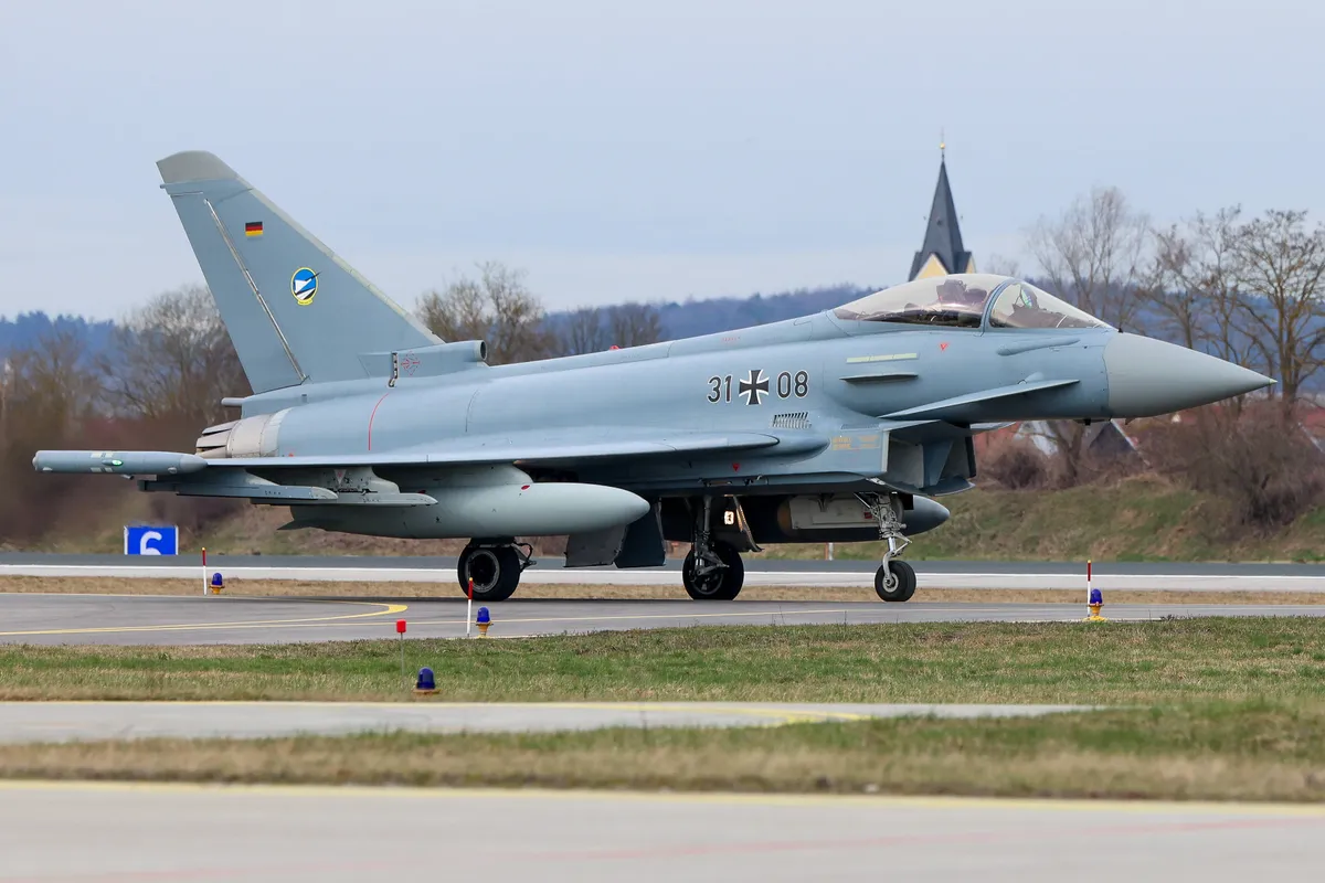 Fighter plane of a German Tactical Air Wing 74 to the NATO mission Reinforcement Air Policing Baltic States.