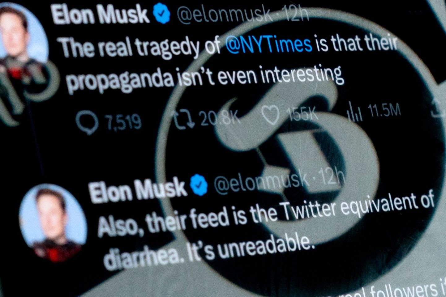Musk kirjutamas Twitteris, et NYT propaganda pole isegi huvitav ning nende postitused on otsekui kõhulahtisus.