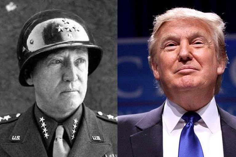 USA president Donald Trump (paremal) ja kindral George Patton