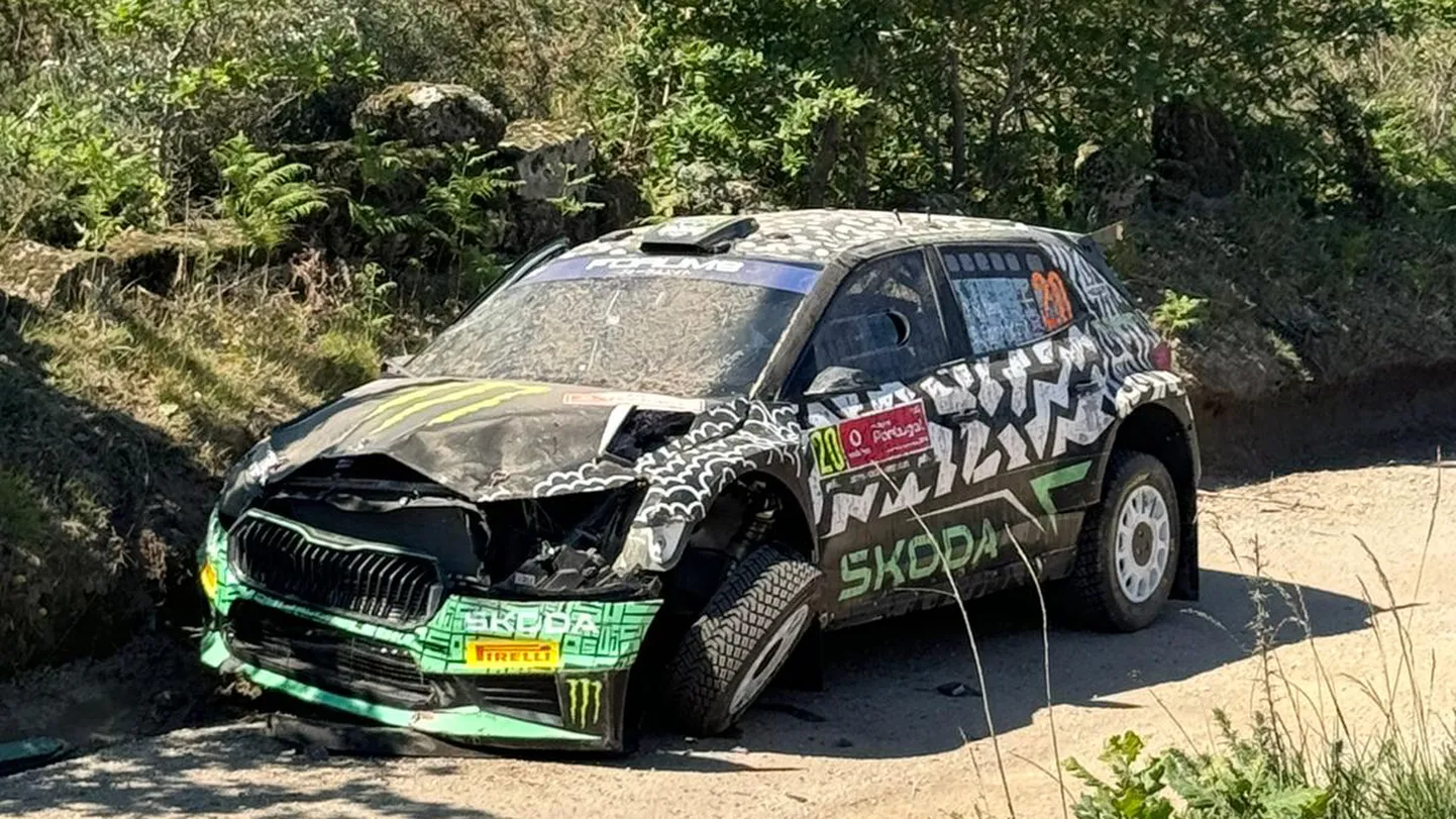 Oliver Solbergi auto pärast avariid.