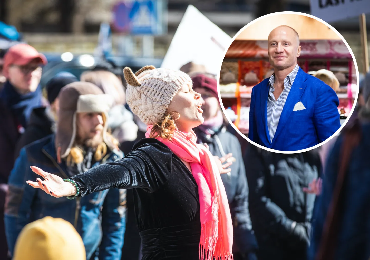 Meelis Lao astub üles laupäeval toimuval meeleavaldusel.