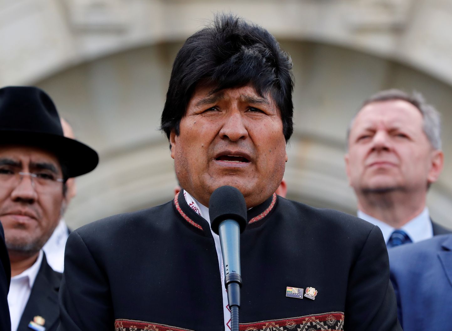 Bolīvijas prezidents Evo Moraless pēc tiesas sēdes par Bolīvijas piekļuvi Klusajam okeānam