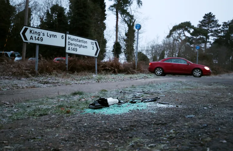 Paik Norfolki A149 teel, kus prints Philipi auto teise autoga kokku põrkas