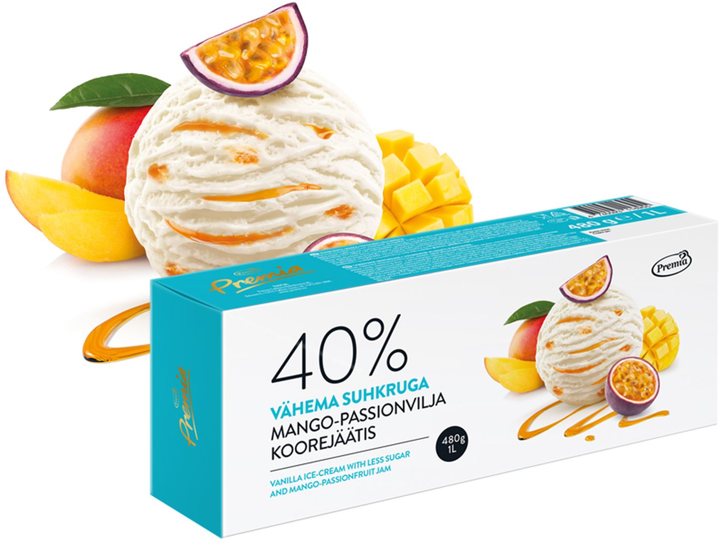 Титула «Лучший продукт питания Эстонии 2020» удостоено сливочное мороженое Premia из манго и маракуйи с пониженным содержанием сахара.