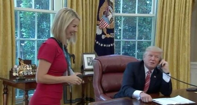 Iirlannast reporter Caitriona Perry ja USA president Donald Trump