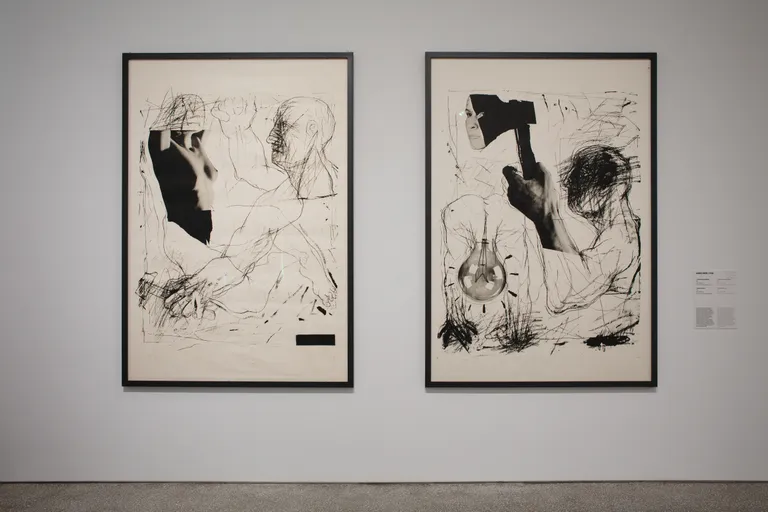 Andris Breže. "Kolhozniece un strādnieks" (1988), "Gaismas izcirtējs I" (1988)