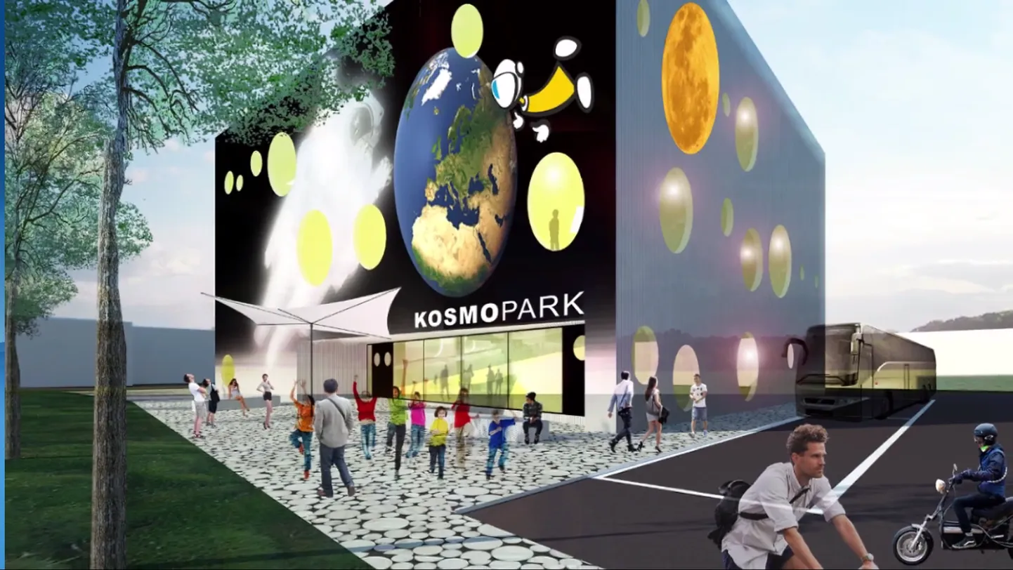 Raul Lättemägi rajatav kosmopark pidi ühte hoonesse koondama kosmoseteemalise meelelahutuspargi, vertikaalse tuuletunneli ja tuubitoidukohviku.
Paraku eskiisist, projekteerimisest ja ehitusloast projekt kaugemale ei jõudnud.