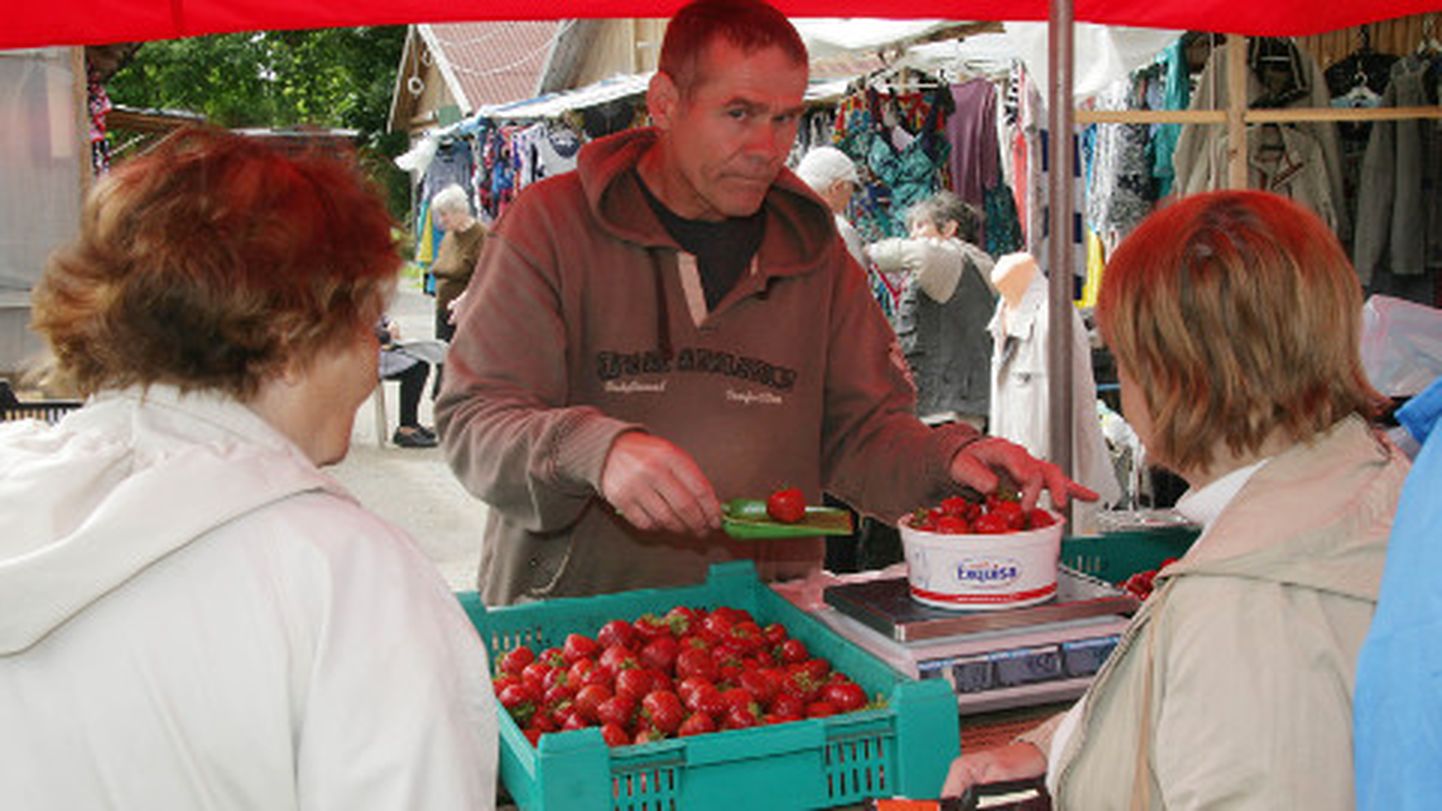 Illar Schneider müüs viimase maasikakasti tühjaks juba enne keskpäeva.