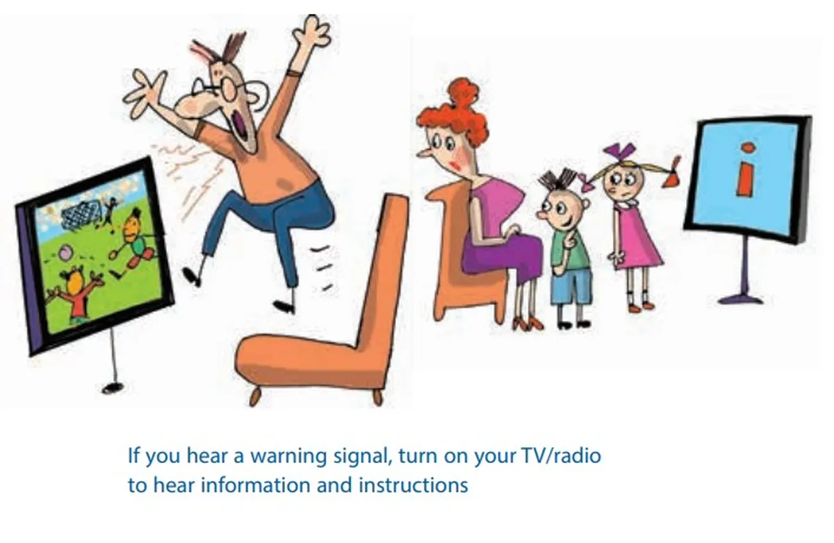 A cheerful illustration from the Lithuanian civil defense booklet issued in 2015.