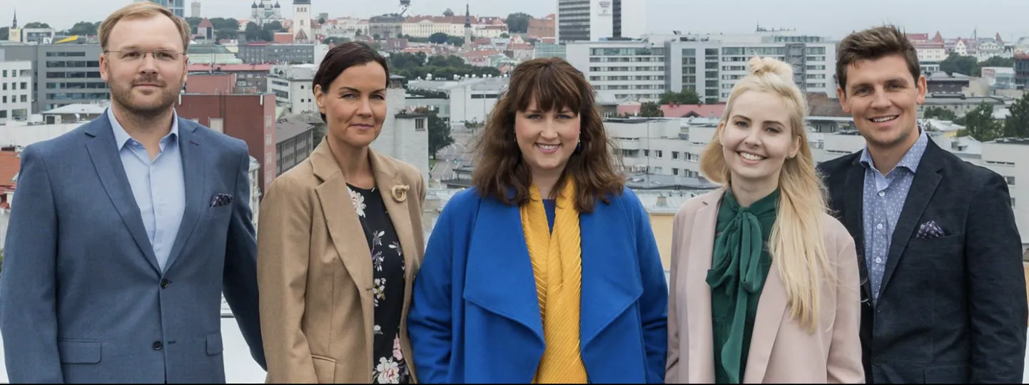 "Terevisiooni" viimased saatejuhid (vasakult): Reimo Sildvee, Katrin Viirpalu, Heli Luik, Piret Järvis-Milder,  Martin Veisman