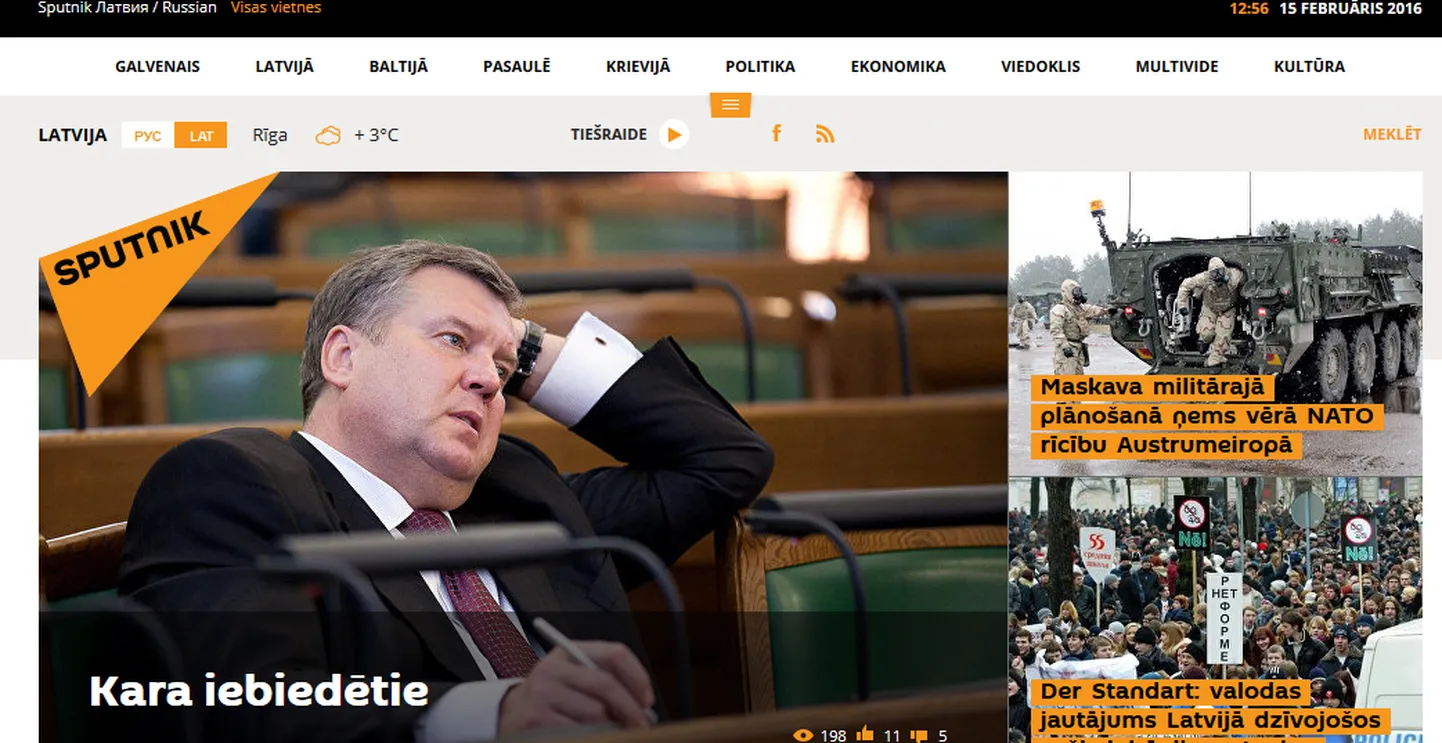 Sputniku lätikeelne veebiportaal.