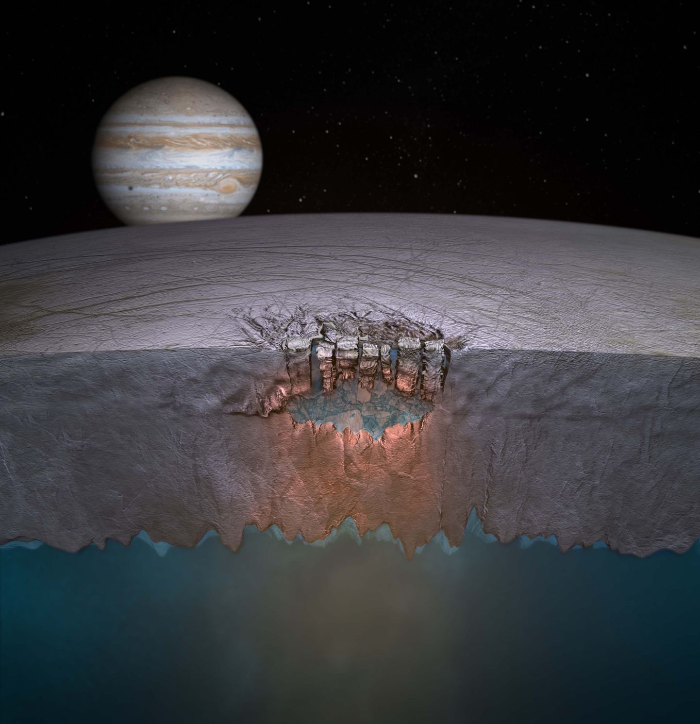Kunstniku nägemus Jupiteri kuu Europa «järvest»