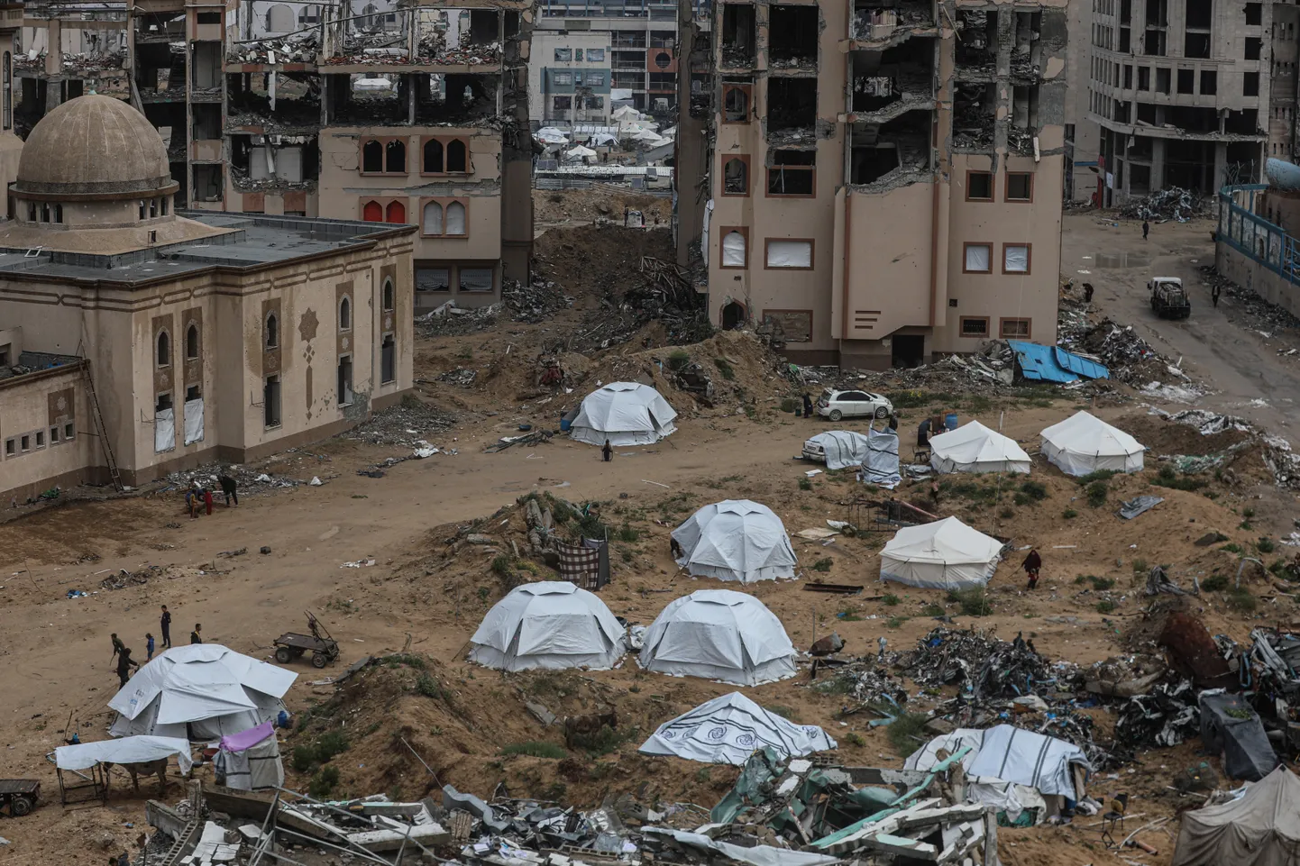 Palestiinlaste telkla Gaza linnas.