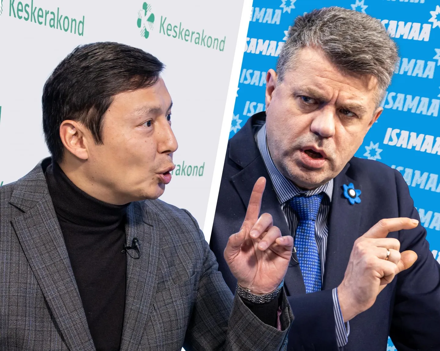 Tõusuteel liikuva Keskerakonna juhi Mihhail Kõlvarti (vasakul) poliitilised valikud on selged. Parteitabelite liidri Isamaa esimees Urmas Reinsalu peab aga nuputama, kuidas peatada viimase kuu langustrend.