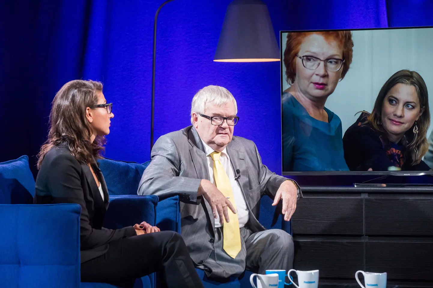 Edgar Savisaar ja Olga Ivanova Postimehe stuudios.