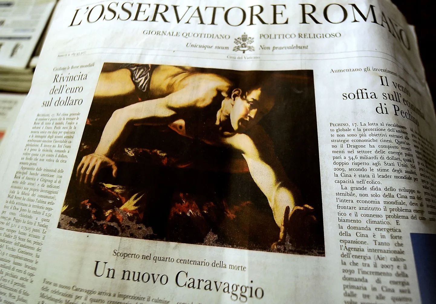 Vatikani häälekandja L'Osservatore Romano esilehekülg.