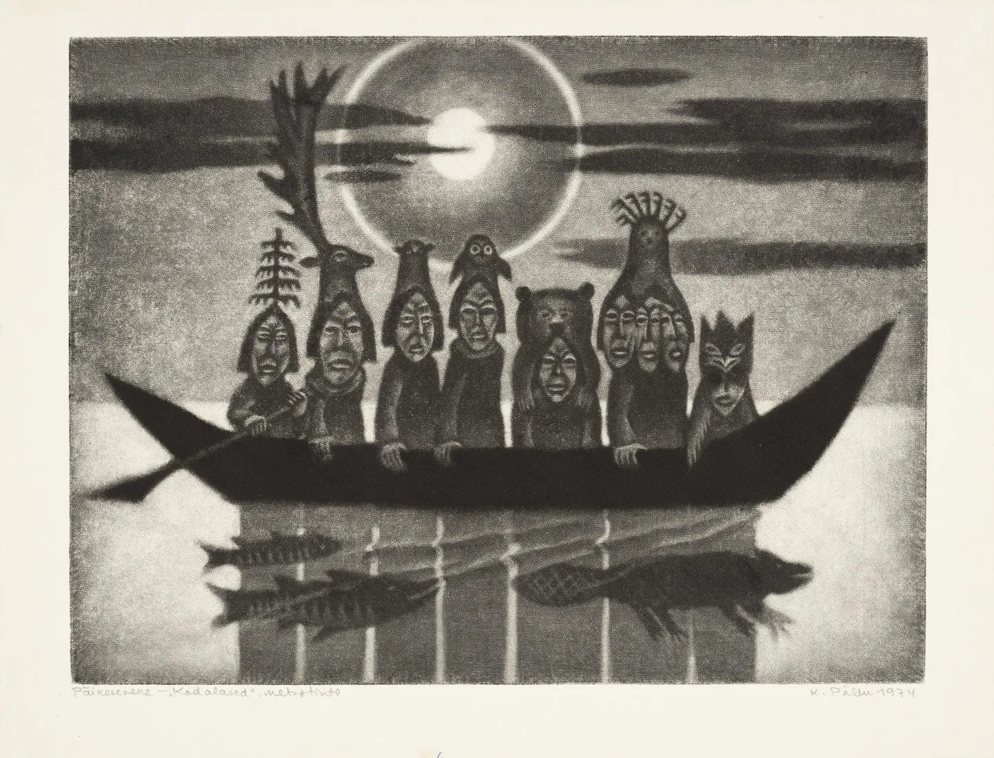 «Päikesevene». Sarjast «Kodalased». 1974. Metsotinto. Eesti Kunstimuuseum.