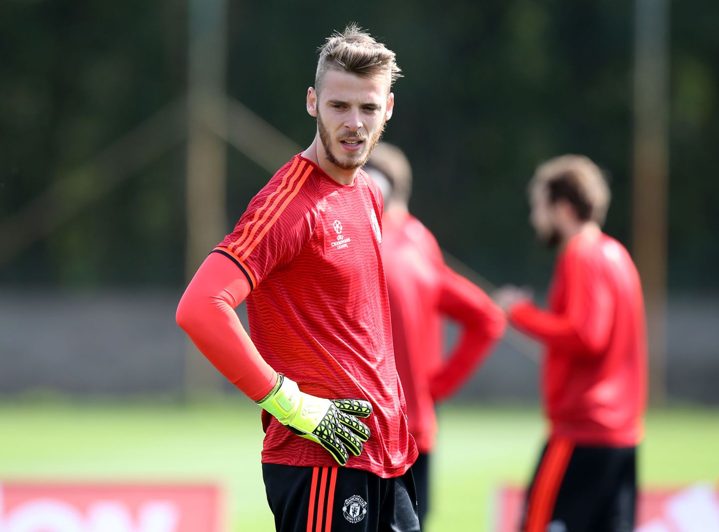 Manchester United's David De Gea during a training session at the Aon Training Complex, Manchester.