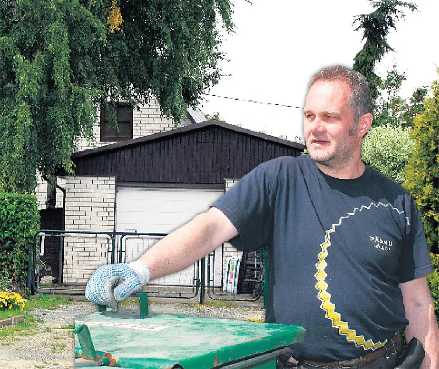 Jaan Klooster ja tema perekonna garaaž, kust maksumärgita alkoholipudelid leiti.