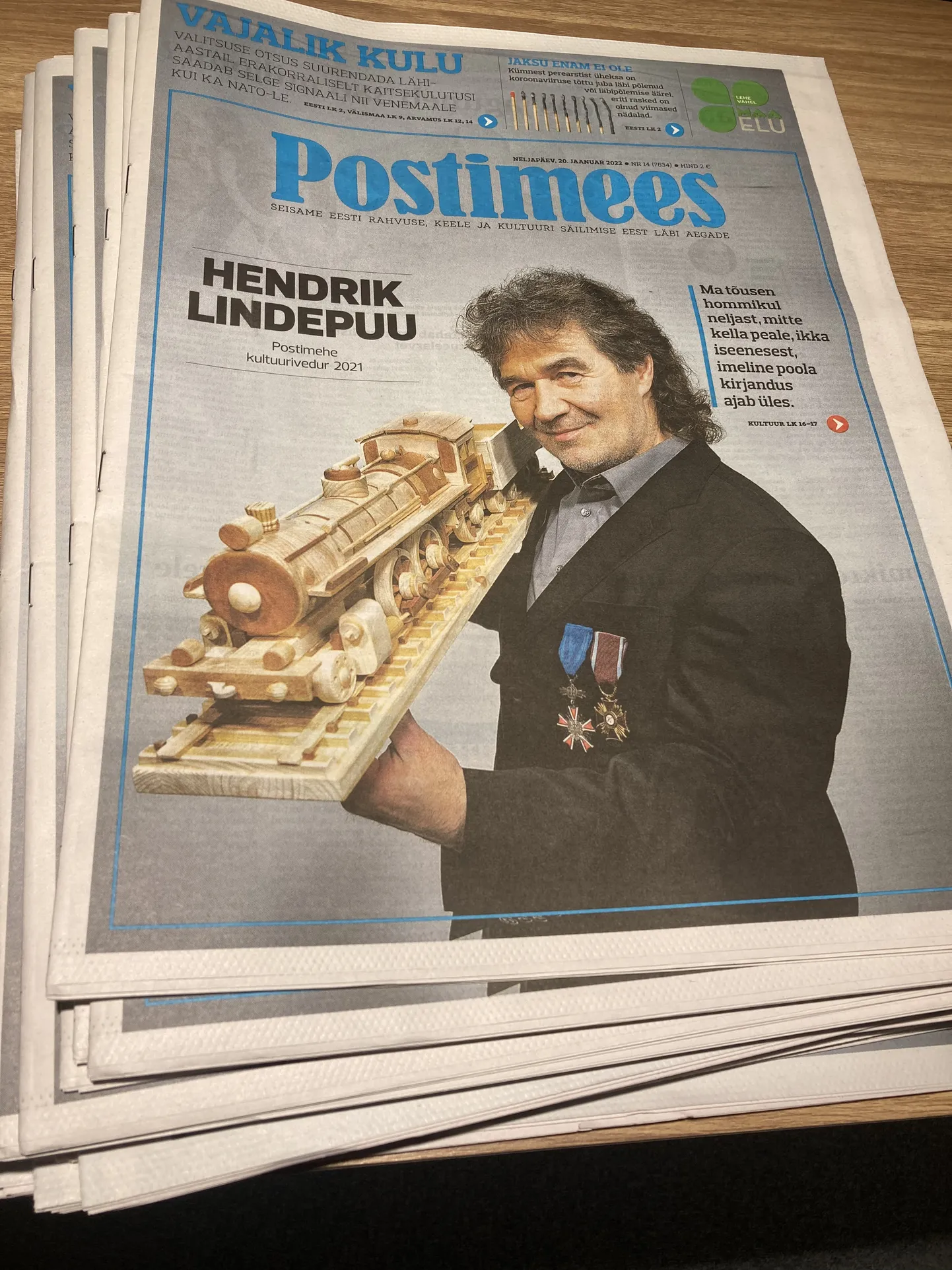 Ajalehe Postimees esileht 20.01.2022.a.