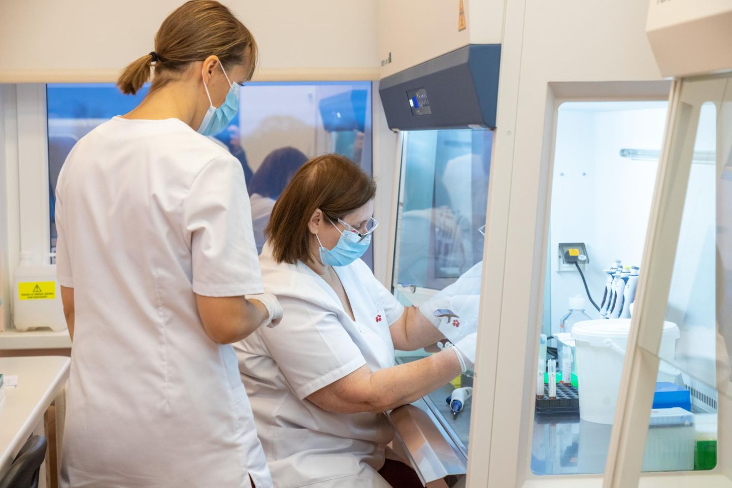 Tasuliste koroonatestide arv on viimastel nädalatel Viljandi haiglas kasvanud kuus korda. Fotol on Viljandi haigla labor, kus koroonaproove analüüsitakse.
