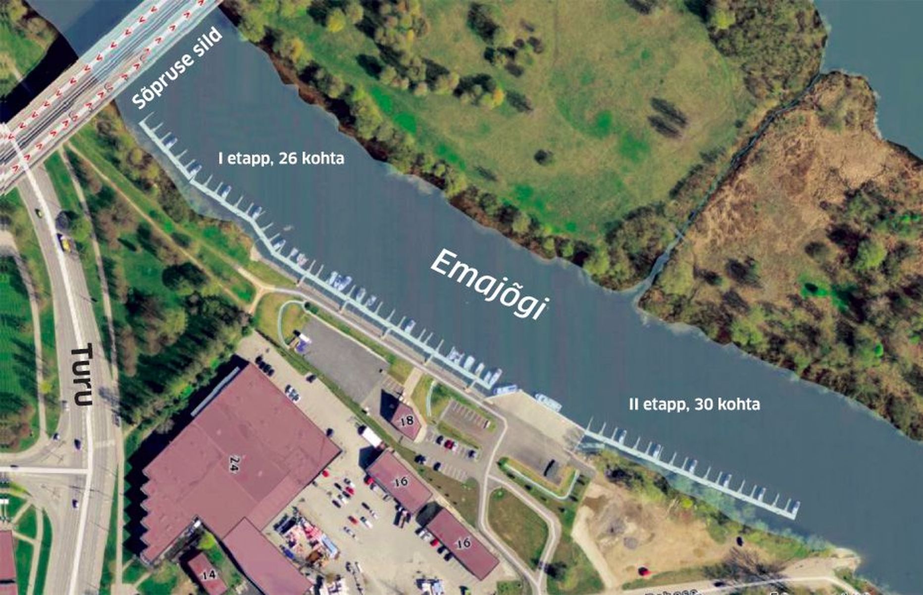 Karlova sadama arenguplaan näeb ette, et ülesvoolu lisanduks 26 ja allavoolu 30 uut kaikohta.