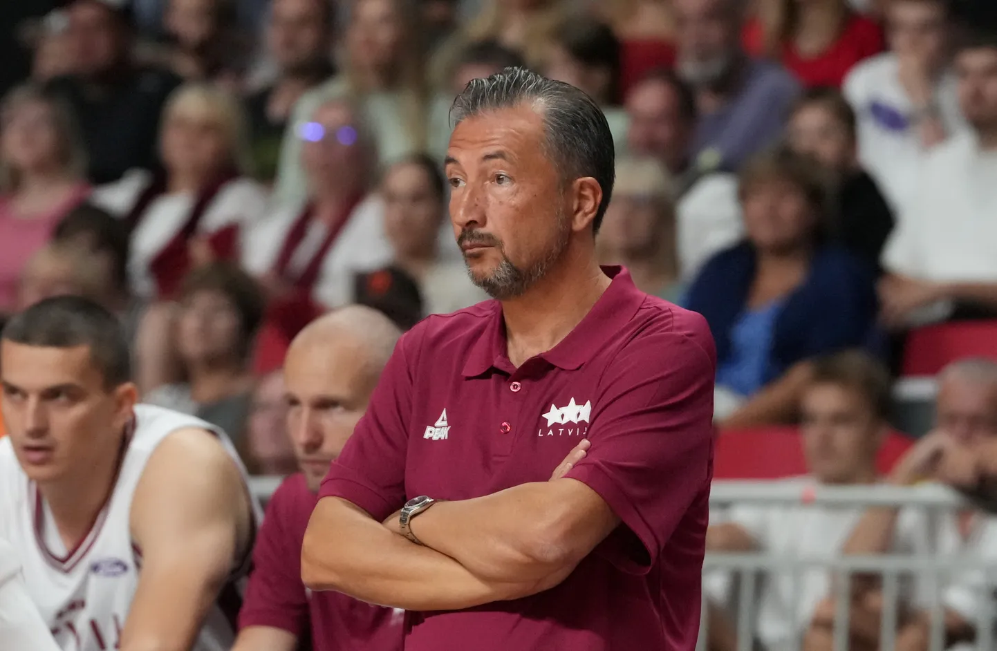 Latvijas vīriešu basketbola valstsvienības galvenais treneris Luka Banki pārbaudes spēlē basketbolā starp Latvijas un Gruzijas valstsvienībām pirms Pasaules kausa finālturnīra ''Arēnā Rīga''.