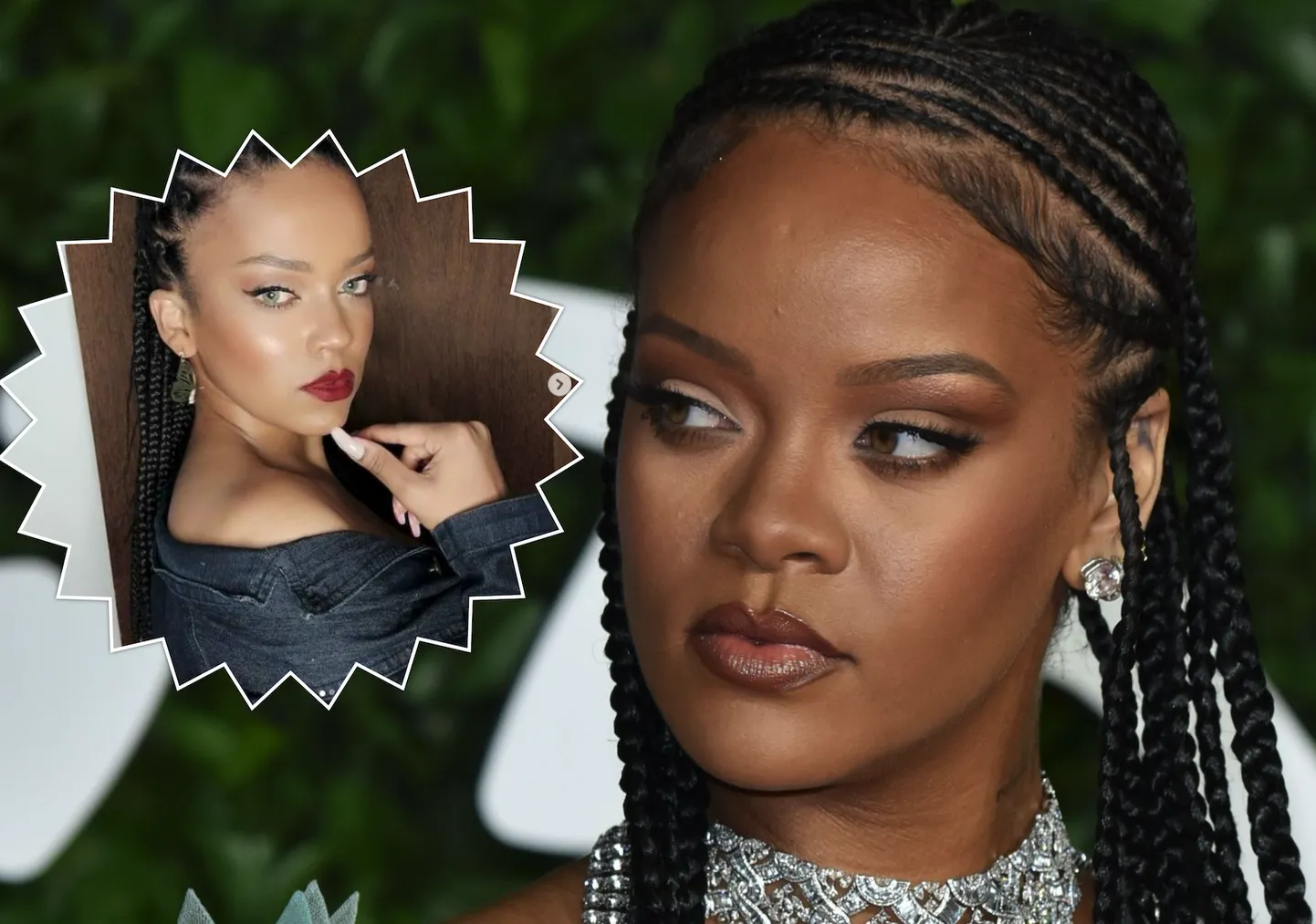 Priscila Beatrice (väiksel pildil) ja Rihanna.