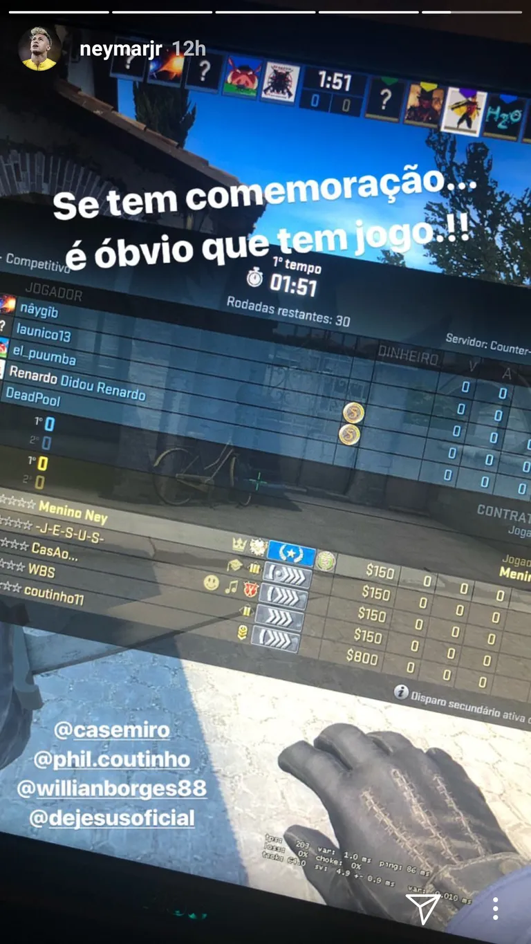 Neymar ja teised Brasiilia koondislased CS:GO-d mängimas