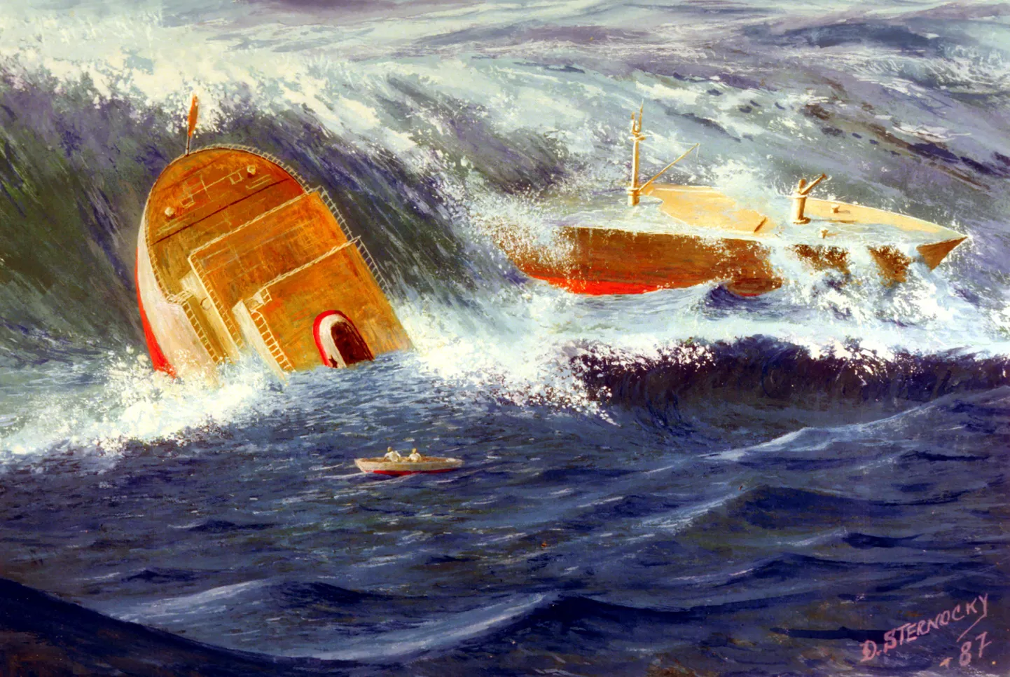 Kunstniku joonistus laevahukust Bermuda kolmnurgas