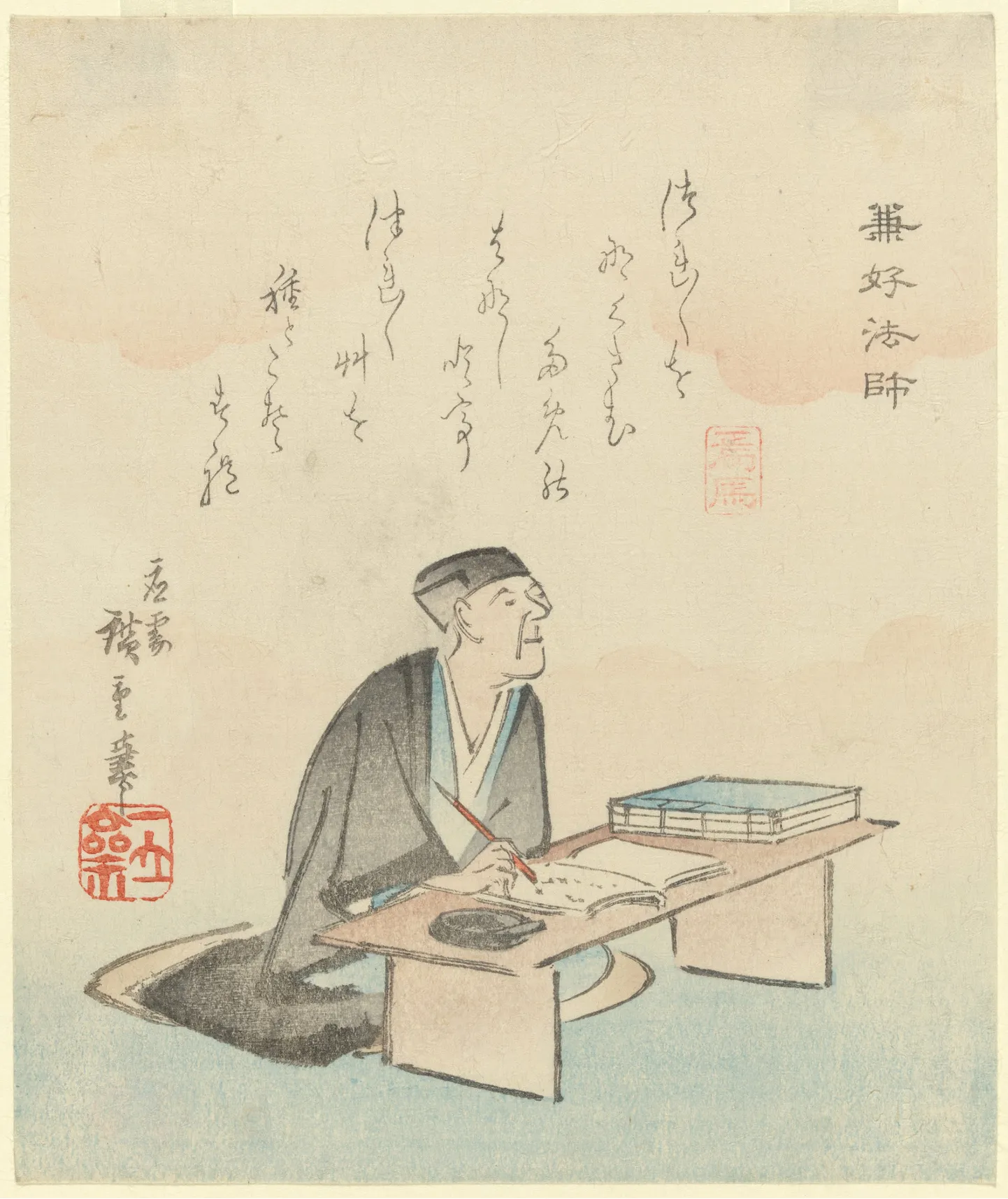 Munk Yoshida Kenkō portree, autor Utagawa Hiroshige. Ajastu: Edo periood, 1840ndate keskpaik.