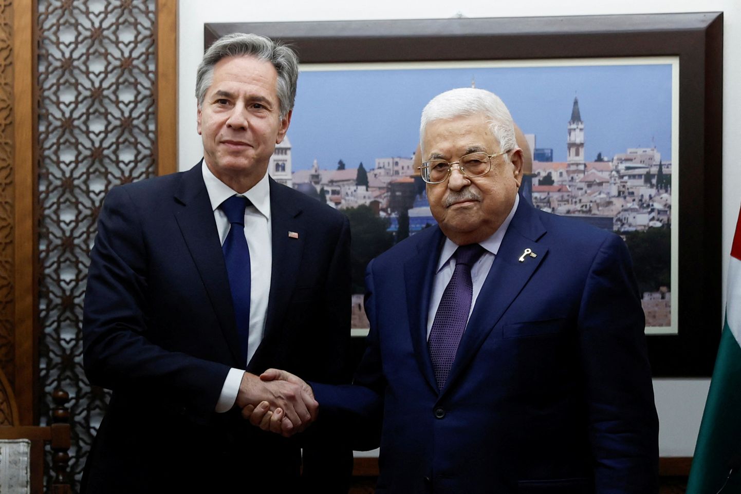 USA välisminister Antony Blinken koos Palestiina presidendi Mahmud Abbasiga.