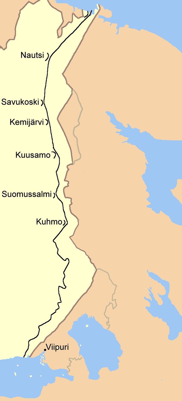 Soome Salpalinja kaitseliin kulges kagust kirdesse