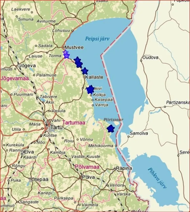 Leiukohad Peipsi läänekaldal.