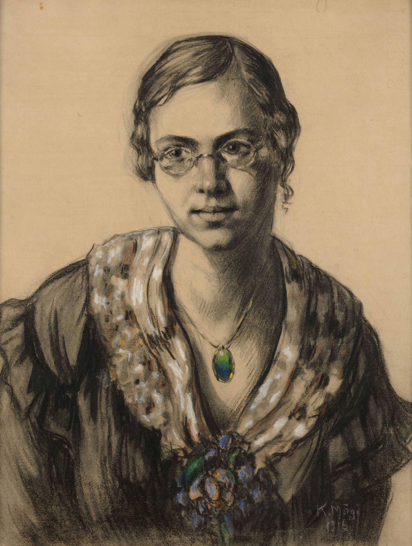 «Marie Reisiku portree», süsi, pastell, 1916